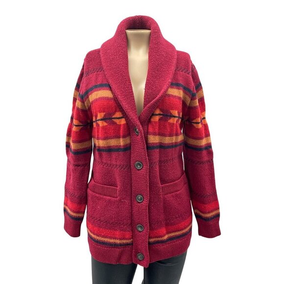 Pendleton Starburst Stripe Merino Wool Button Front Cardigan Sweater Womens S - Picture 3 of 14